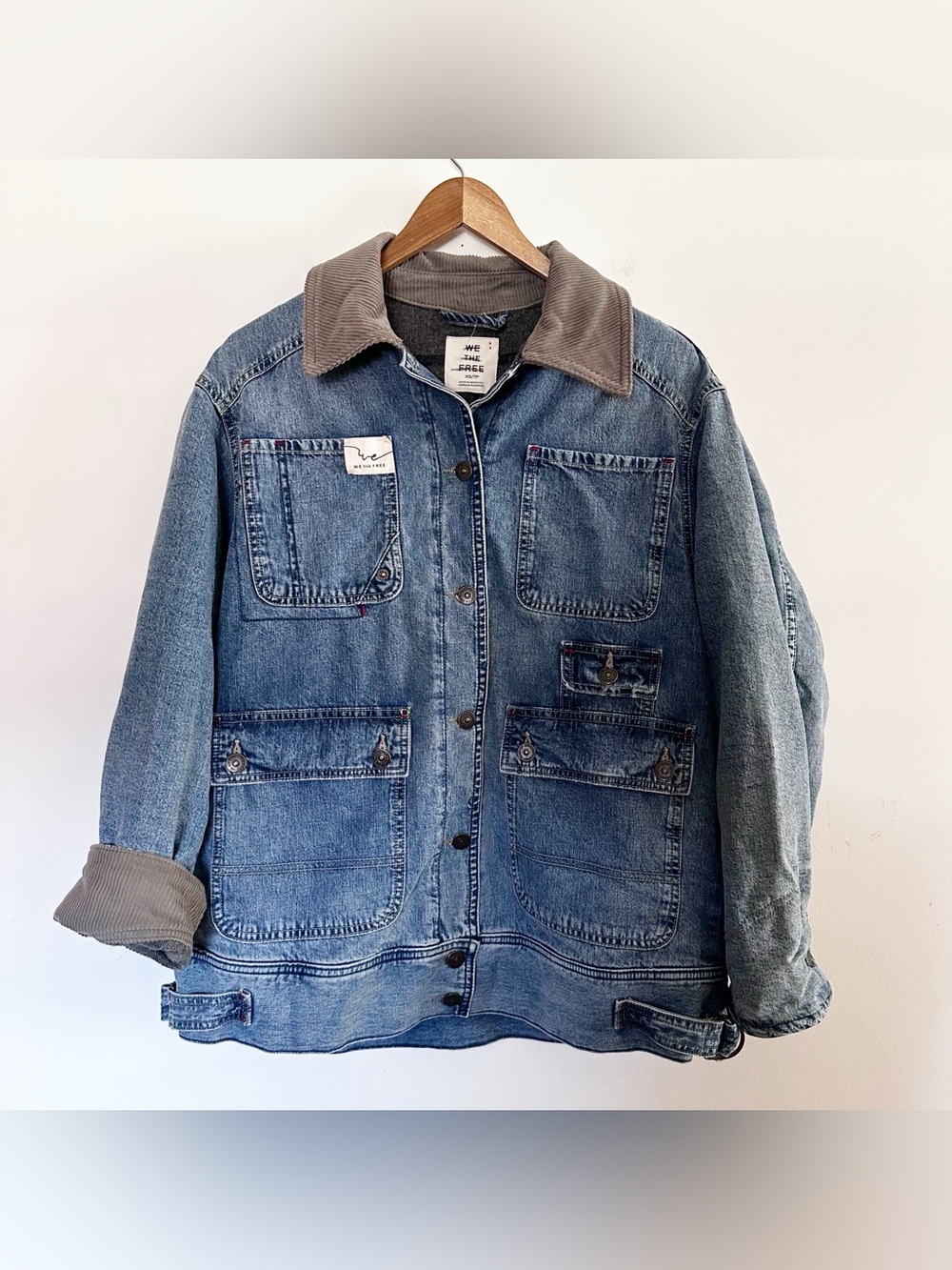 Free People We The Free Sweet Talk Denim Barn Coat - Picture 8 of 11